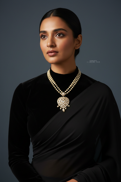 Pure Silver Jewellery Indian ,pearl polki Necklace, Indian Necklace,Indian Bridal,Indian Wedding Jewelry,pure Silver jewelry-NIHIRA-SHABURIS