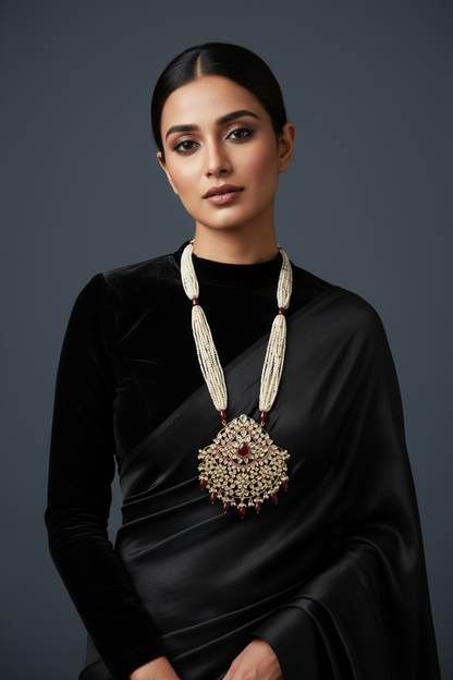 Pure Silver Jewellery Indian ,pearl polki Necklace, Indian Necklace,Indian Bridal,Indian Wedding Jewelry,pure Silver jewelry-NIHIRA-SHABURIS