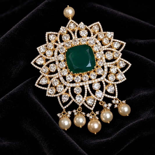 Diamond pendent Pure Silver jewelry Indian ,diamond Necklace,Indian Necklace,swarovski diamond pendent,diamond set-NIHIRA-SHABURIS