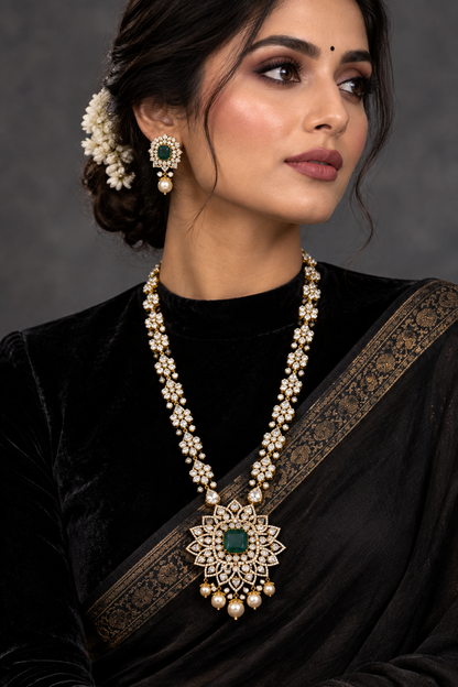 Diamond pendent Pure Silver jewelry Indian ,diamond Necklace,Indian Necklace,swarovski diamond pendent,diamond set-NIHIRA-SHABURIS