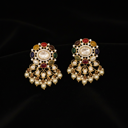 Polki Studs Polki Earrings Cocktail Earrings Diamond Studs Diamond Earrings Simple Studs Pearl Studs 925 Silver Earrings Silver Jewelry - SHABURIS