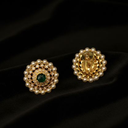 Polki Studs Polki Earrings Cocktail Earrings Diamond Studs Diamond Earrings Simple Studs Pearl Studs 925 Silver Earrings Silver Jewelry - SHABURIS