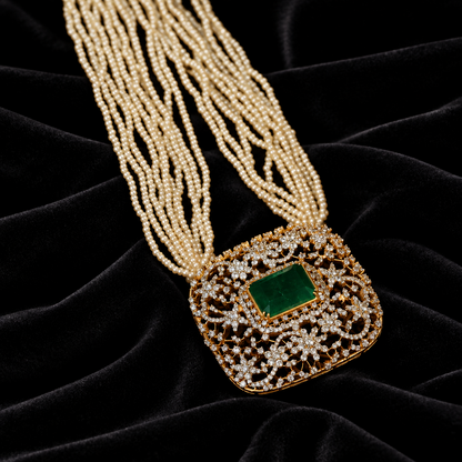 Swarovski pendent,swarovski chain,southindian Jewelery,Traditional indian Jewelery,Polki haram,Pure silver jewelry-NIHIRA