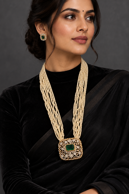 Swarovski pendent,swarovski chain,southindian Jewelery,Traditional indian Jewelery,Polki haram,Pure silver jewelry-NIHIRA