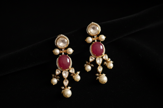 Polki Studs Polki Earrings Cocktail Earrings Diamond Studs Diamond Earrings Simple Studs Pearl Studs 925 Silver Earrings Silver Jewelry - SHABURIS