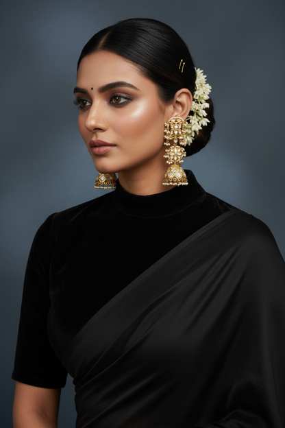 Polki Earrings Diamond Earrings Polki Jhumkas 925 Silver Jewelry Silver Earrings -SHABURIS