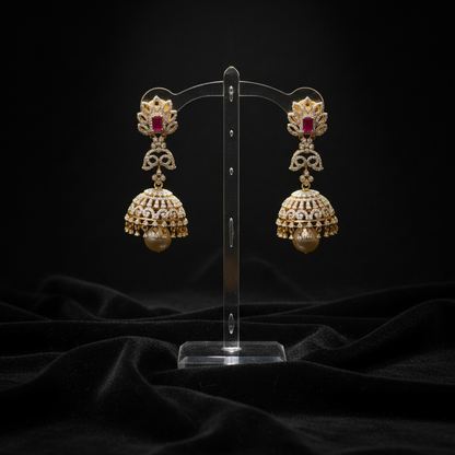 Polki Studs Polki Earrings Cocktail Earrings Diamond Studs Diamond Earrings Simple Studs Pearl Studs 925 Silver Earrings Silver Jewelry - SHABURIS