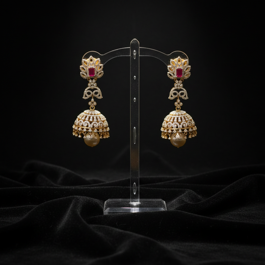 Polki Studs Polki Earrings Cocktail Earrings Diamond Studs Diamond Earrings Simple Studs Pearl Studs 925 Silver Earrings Silver Jewelry - SHABURIS