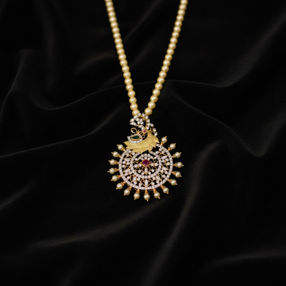Swarovski pendant,swarovski chain,sabyasachi jewelry inspired Traditional indian Jewelery,Polki haram,Pure silver jewelry-NIHIRA