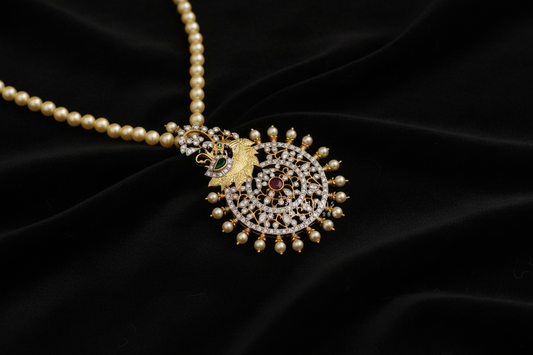Swarovski pendant,swarovski chain,sabyasachi jewelry inspired Traditional indian Jewelery,Polki haram,Pure silver jewelry-NIHIRA