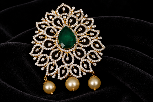 Swarovski pendant,swarovski chain,sabyasachi jewelry inspired Traditional indian Jewelery,Polki haram,Pure silver jewelry-NIHIRA