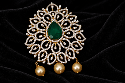 Swarovski pendant,swarovski chain,sabyasachi jewelry inspired Traditional indian Jewelery,Polki haram,Pure silver jewelry-NIHIRA