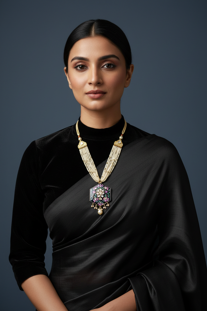 Pure Silver Jewellery Indian ,Menakari pendent,Big Indian Necklace,Indian jadau ,Indian Wedding Jewelry,pure Silver jewelry-NIHIRA-SHABURIS