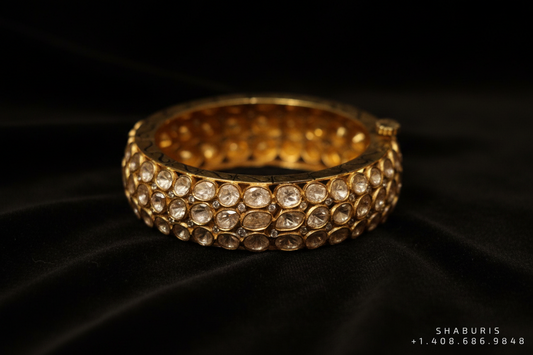 Polki Bangle Diamond Bangle 925 Silver Bange Silver Jewelry -SHABURIS