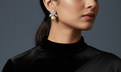 Diamond Studs Pearl Studs 925 Silver Earrings Silver Jewelry - SHABURIS