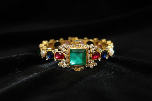 Navaratan bangle,Pure Silver Jewellery Indian ,Moissanite Bangles,Indian Bangles,Navatan Bangles,Multi Color Stone Jewelry,Polki Bangle