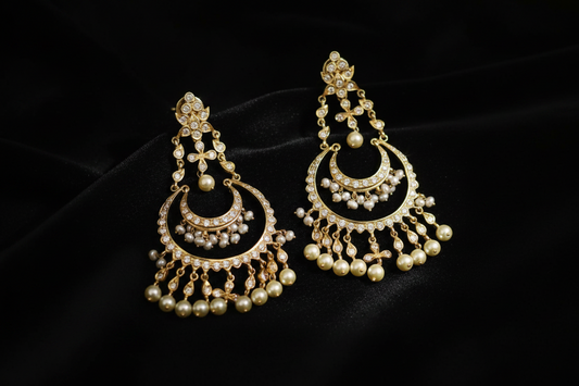 Chandbali guttapusalu earrings 925 silver jewelry silver earrings - SHABURIS