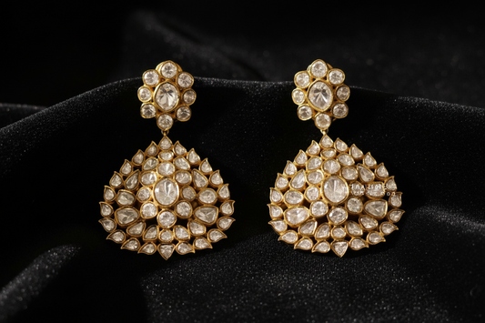 Polki Earrings Diamond Earrings 925 Silver Jewelry Silver Earrings - SHABURIS