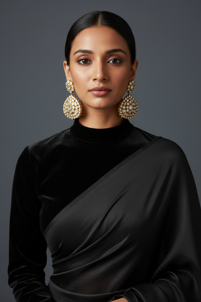 Polki Earrings Diamond Earrings 925 Silver Jewelry Silver Earrings - SHABURIS