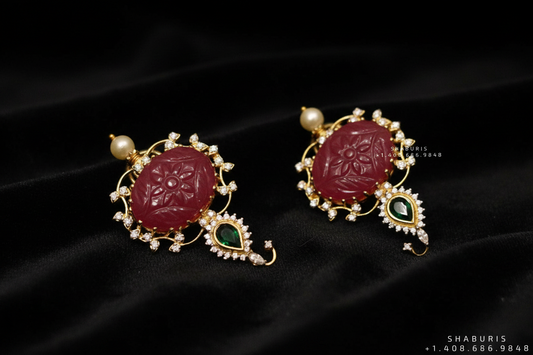 Polki Earrings Diamond Earrings Cocktail Earrings 925 Silver Jewelry Silver Earrings  Diamond Studs Diamond Jhumkas - SHABURIS