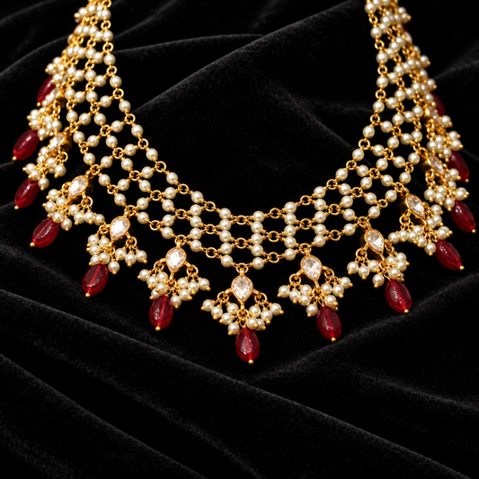 Guttapusalu Pearl Necklace 925 Silver Necklace Silver Jewelry-SHABURIS