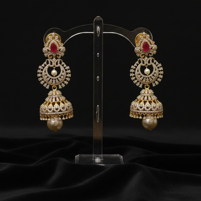 Polki Earrings Diamond Earrings Cocktail Earrings 925 Silver Jewelry Silver Earrings  Diamond Studs Diamond Jhumkas - SHABURIS