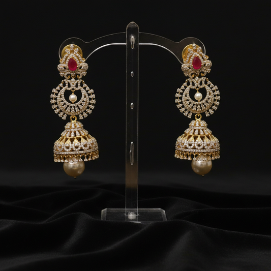 Polki Earrings Diamond Earrings Cocktail Earrings 925 Silver Jewelry Silver Earrings  Diamond Studs Diamond Jhumkas - SHABURIS