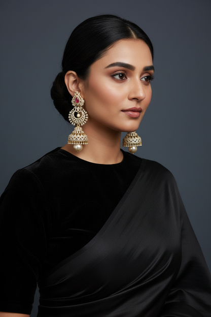 Polki Earrings Diamond Earrings Cocktail Earrings 925 Silver Jewelry Silver Earrings  Diamond Studs Diamond Jhumkas - SHABURIS