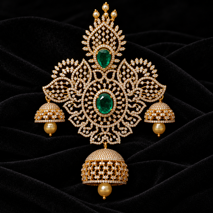 Swarovski pendant,swarovski chain,sabyasachi jewelry inspired Traditional indian Jewelery,Polki haram,Pure silver jewelry-NIHIRA