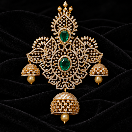 Swarovski pendant,swarovski chain,sabyasachi jewelry inspired Traditional indian Jewelery,Polki haram,Pure silver jewelry-NIHIRA