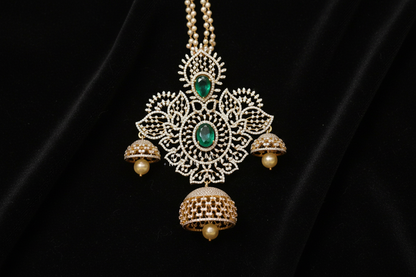 Swarovski pendant,swarovski chain,sabyasachi jewelry inspired Traditional indian Jewelery,Polki haram,Pure silver jewelry-NIHIRA