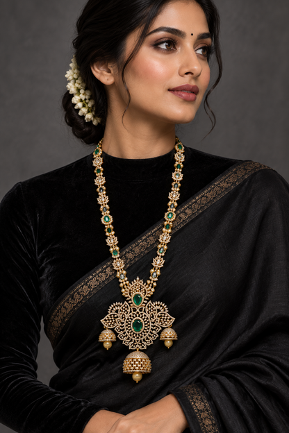 Swarovski pendant,swarovski chain,sabyasachi jewelry inspired Traditional indian Jewelery,Polki haram,Pure silver jewelry-NIHIRA