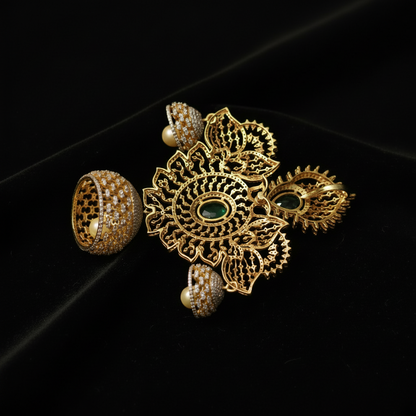 Swarovski pendant,swarovski chain,sabyasachi jewelry inspired Traditional indian Jewelery,Polki haram,Pure silver jewelry-NIHIRA
