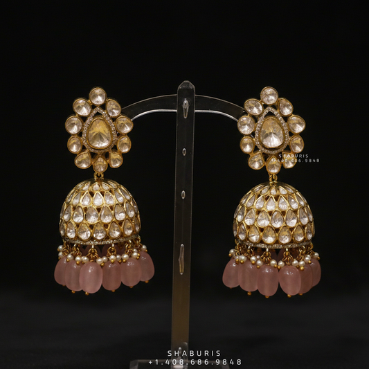 Polki Studs Polki Earrings Cocktail Earrings Diamond Studs Diamond Earrings Simple Studs Pearl Studs 925 Silver Earrings Silver Jewelry - SHABURIS