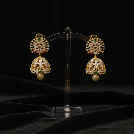 Polki Studs Polki Earrings Cocktail Earrings Diamond Studs Diamond Earrings Simple Studs Pearl Studs 925 Silver Earrings Silver Jewelry - SHABURIS