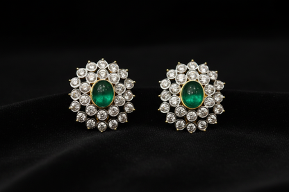 Polki Studs Polki Earrings Cocktail Earrings Diamond Studs Diamond Earrings Simple Studs Pearl Studs 925 Silver Earrings Silver Jewelry - SHABURIS