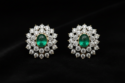 Polki Studs Polki Earrings Cocktail Earrings Diamond Studs Diamond Earrings Simple Studs Pearl Studs 925 Silver Earrings Silver Jewelry - SHABURIS