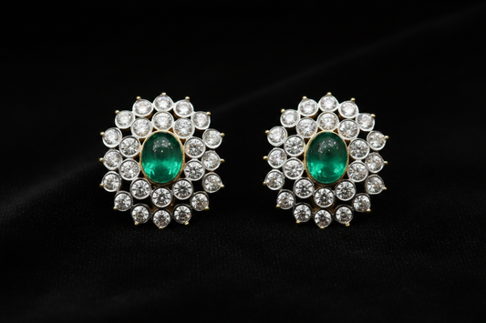 Polki Studs Polki Earrings Cocktail Earrings Diamond Studs Diamond Earrings Simple Studs Pearl Studs 925 Silver Earrings Silver Jewelry - SHABURIS