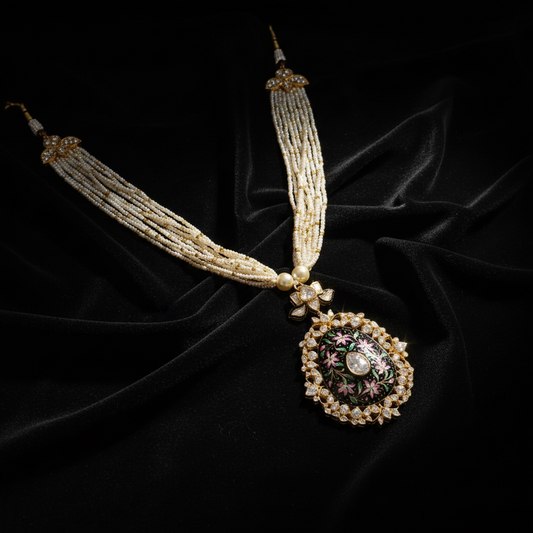Menakari Jewelry,Pure Silver Jewellery Indian,Moissanite Maharani set,Sabyasachi style,Indian Bridal,Indian Wedding Jewelry-NIHIRA-SHABURIS