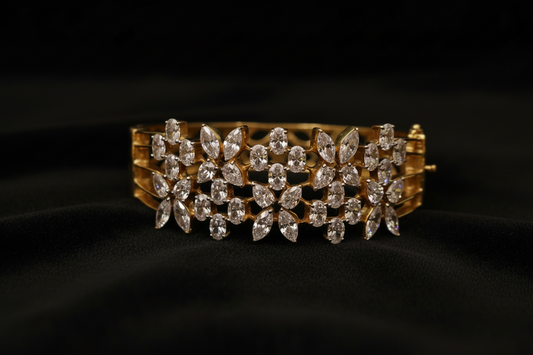 Diamond bangle ,Pure Silver Jewellery Indian ,Bangle,Big Kundan Bangle,Indian Bridal,Indian Wedding Jewelry-NIHIRA-SHABURIS