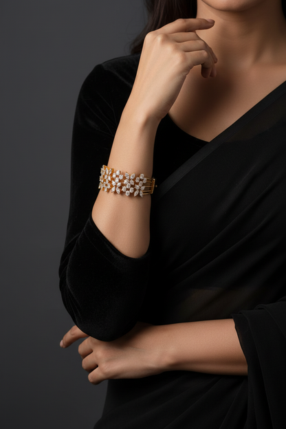 Diamond bangle ,Pure Silver Jewellery Indian ,Bangle,Big Kundan Bangle,Indian Bridal,Indian Wedding Jewelry-NIHIRA-SHABURIS