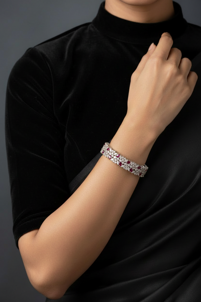 Diamond bangle ,Pure Silver Jewellery Indian ,Bangle,Big Kundan Bangle,Indian Bridal,Indian Wedding Jewelry-NIHIRA-SHABURIS