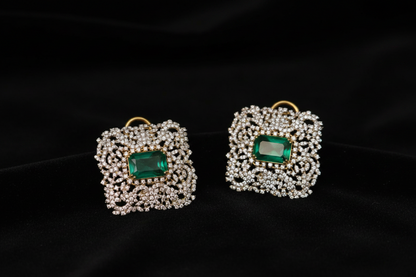 Polki Studs Polki Earrings Cocktail Earrings Diamond Studs Diamond Earrings Simple Studs Pearl Studs 925 Silver Earrings Silver Jewelry - SHABURIS