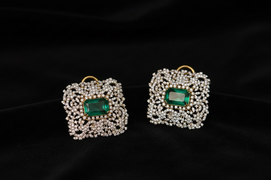 Polki Studs Polki Earrings Cocktail Earrings Diamond Studs Diamond Earrings Simple Studs Pearl Studs 925 Silver Earrings Silver Jewelry - SHABURIS