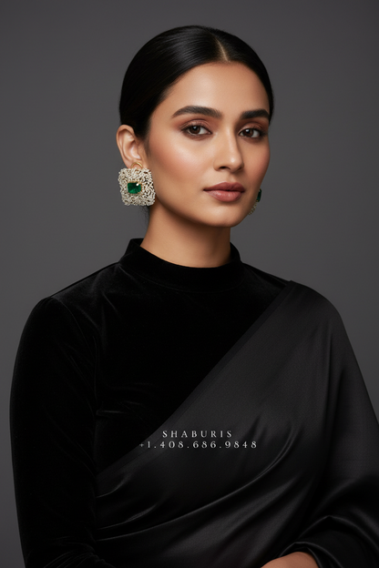 Polki Studs Polki Earrings Cocktail Earrings Diamond Studs Diamond Earrings Simple Studs Pearl Studs 925 Silver Earrings Silver Jewelry - SHABURIS