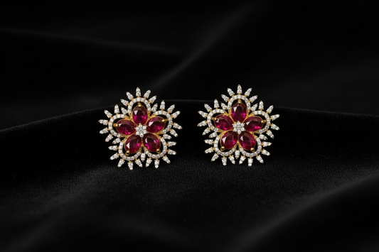 Polki Studs Polki Earrings Cocktail Earrings Diamond Studs Diamond Earrings Simple Studs Pearl Studs 925 Silver Earrings Silver Jewelry - SHABURIS