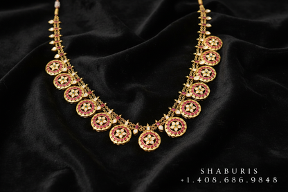 Bottumala ,kasumala,Pure Silver Jewellery Indian ,Lakshmi Necklace,Big Indian Necklace,Indian Bridal,Indian Wedding Jewelry-NIHIRA-SHABURIS