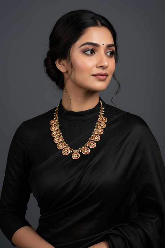 Bottumala ,kasumala,Pure Silver Jewellery Indian ,Lakshmi Necklace,Big Indian Necklace,Indian Bridal,Indian Wedding Jewelry-NIHIRA-SHABURIS