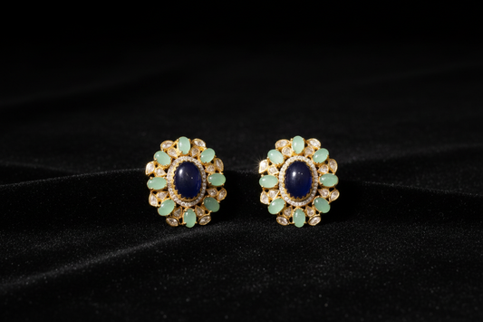 Polki Studs Polki Earrings Cocktail Earrings Diamond Studs Diamond Earrings Simple Studs Pearl Studs 925 Silver Earrings Silver Jewelry - SHABURIS