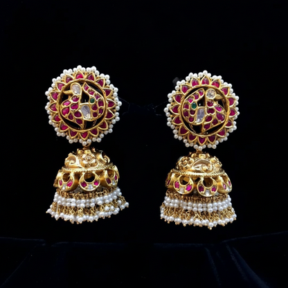 Polki Studs Polki Earrings Cocktail Earrings Diamond Studs Diamond Earrings Simple Studs Pearl Studs 925 Silver Earrings Silver Jewelry - SHABURIS